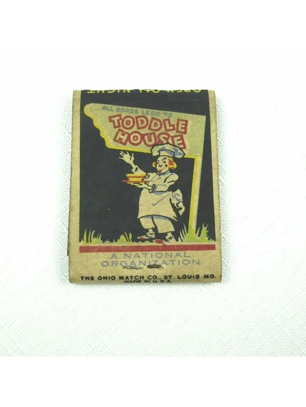 Vintage 1940s Matchbook Cover Toddle House Restaurant Advertisement RARE!